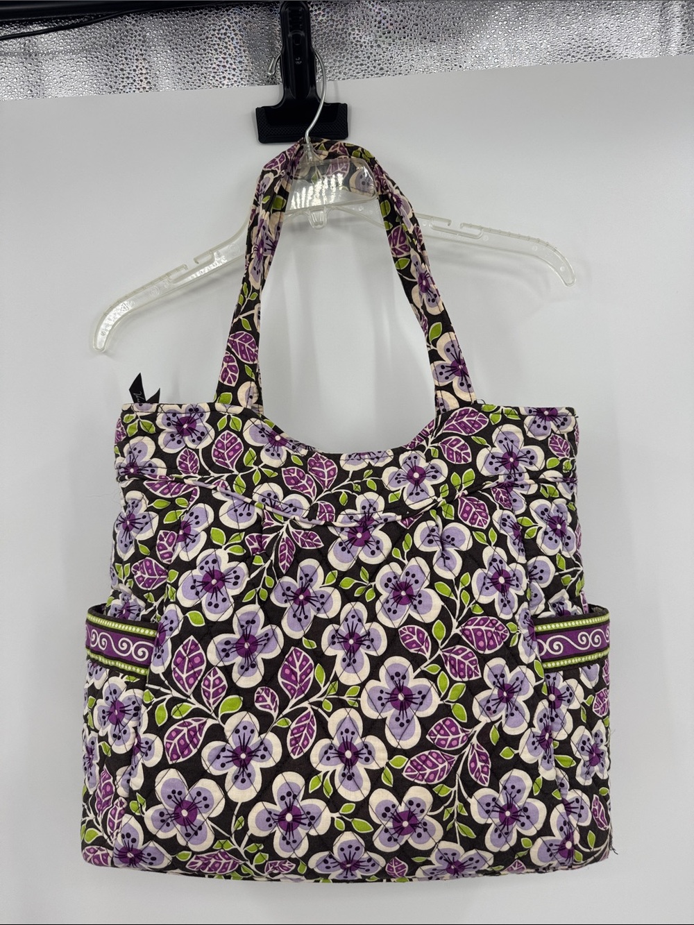 Vera Bradley plum petals go round large shoulder/tote bag-Retired pattern